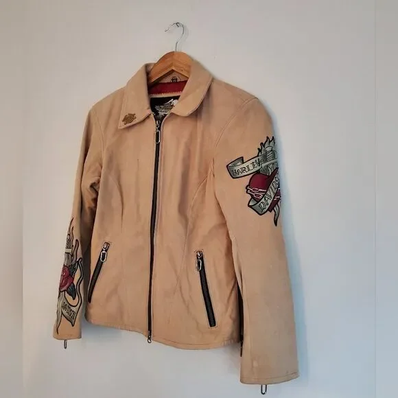 Harley Davidson *Flawed* tan leather jacket size women's XS - Picture 6 of 16
